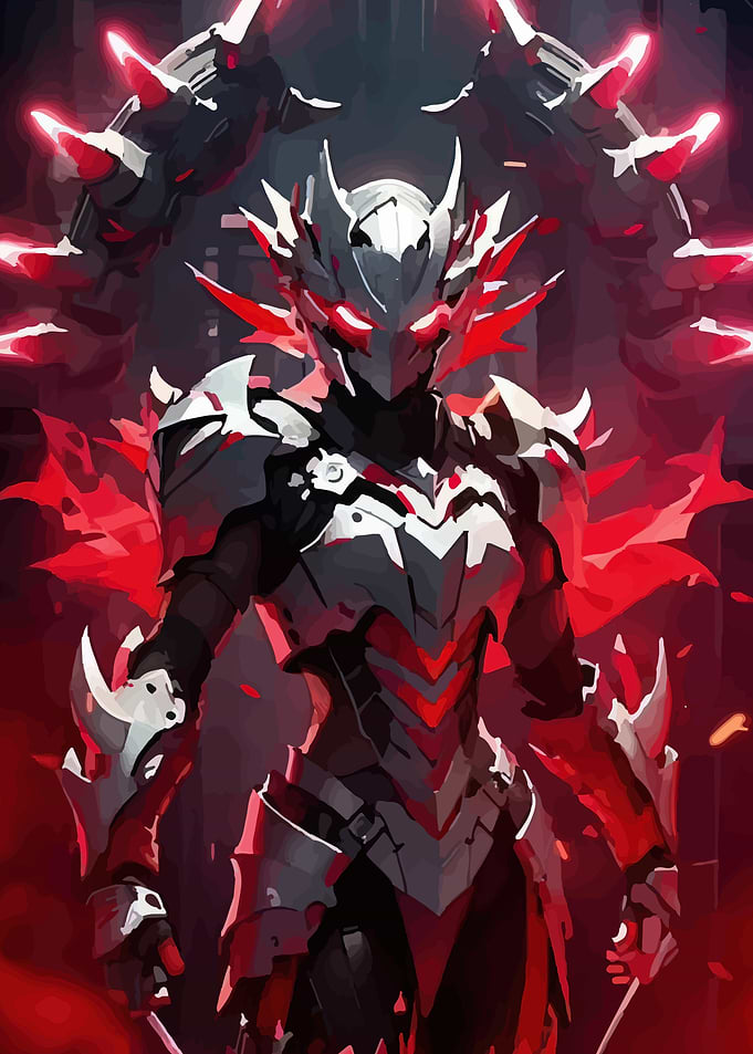 Futuristic Knight with Red Accents