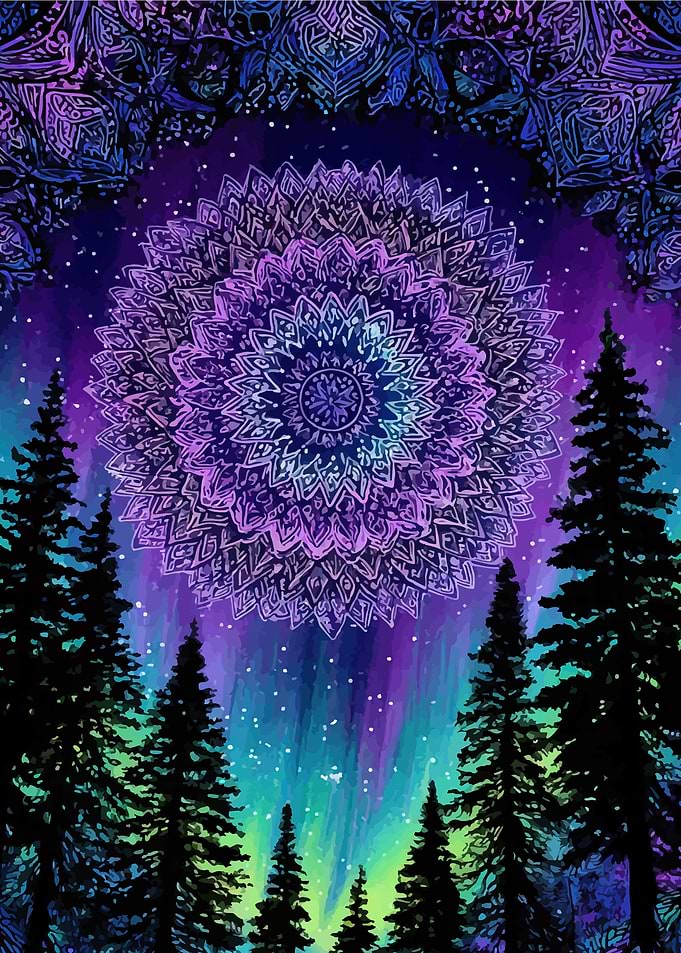 Mandala Aurora Borealis Forest