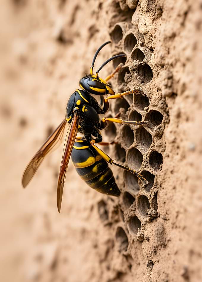 Wasp on a Mud Nest