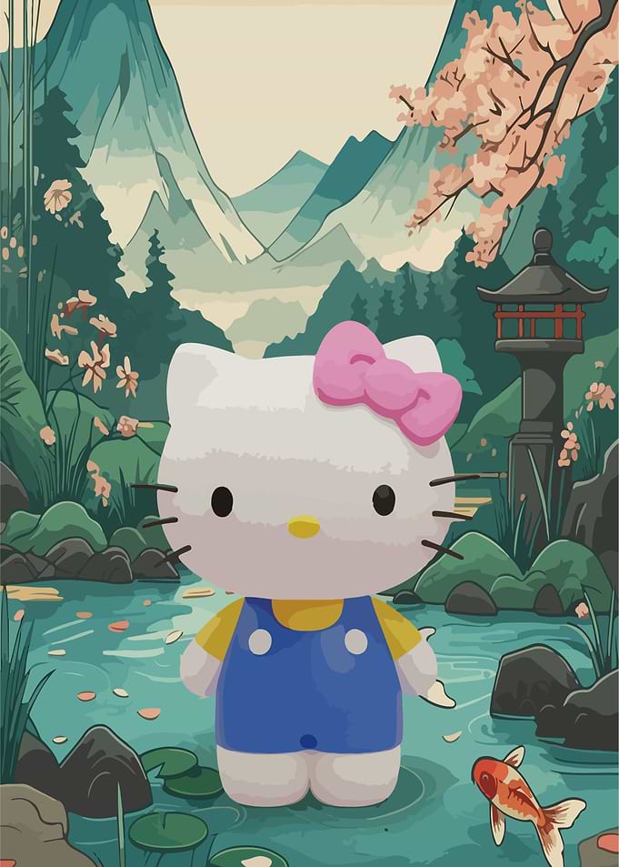 Hello Kitty in Japanese Garden