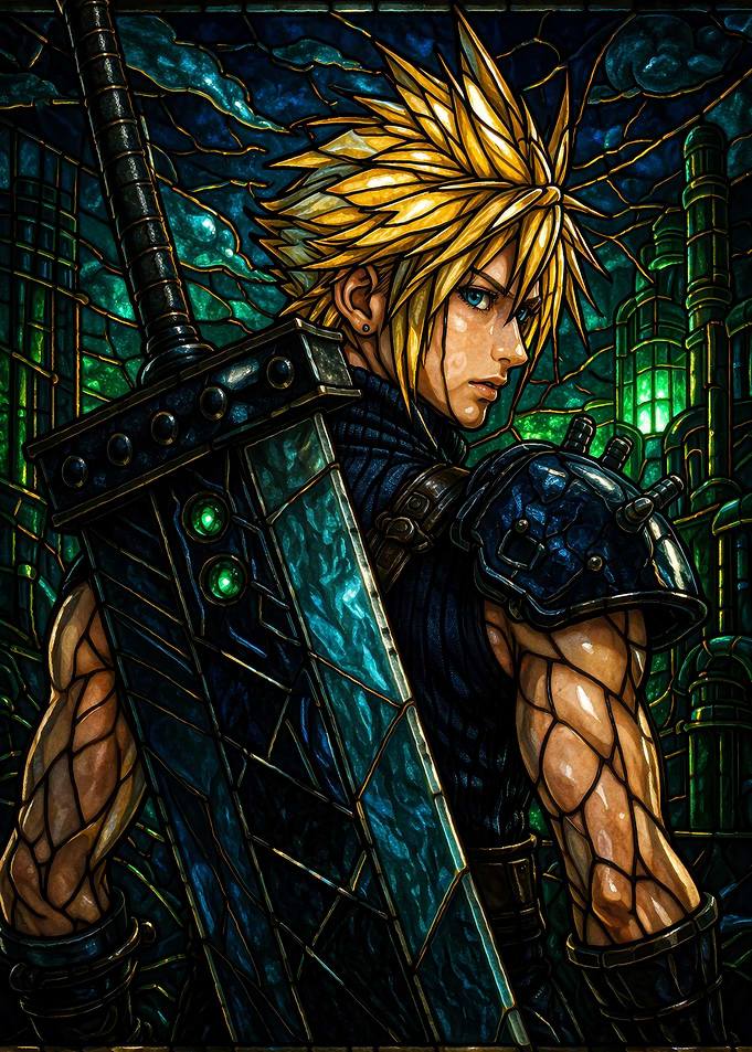 Cloud Strife Stained Glass Art