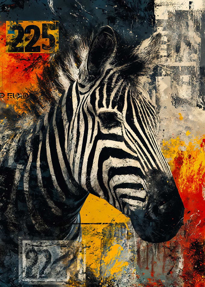 Abstract Grunge Zebra Street Art
