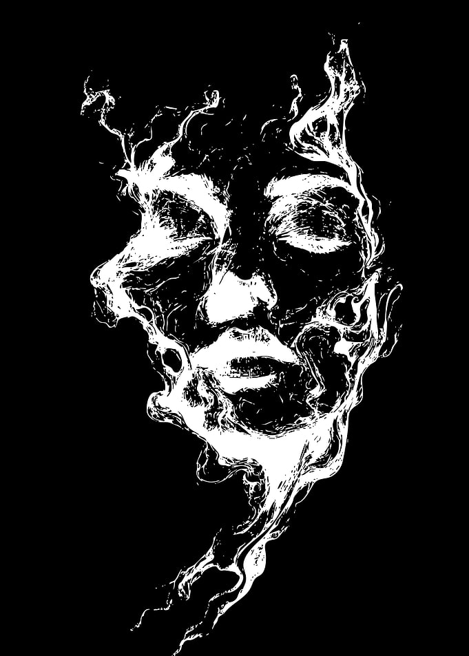 Abstract Face Dissolving into Smoke