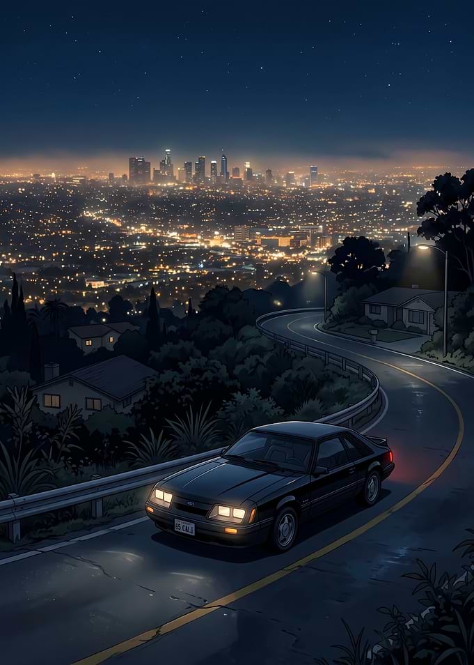 Night Drive Over Cityscape