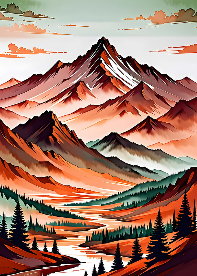 Vibrant Mountain Landscape with River