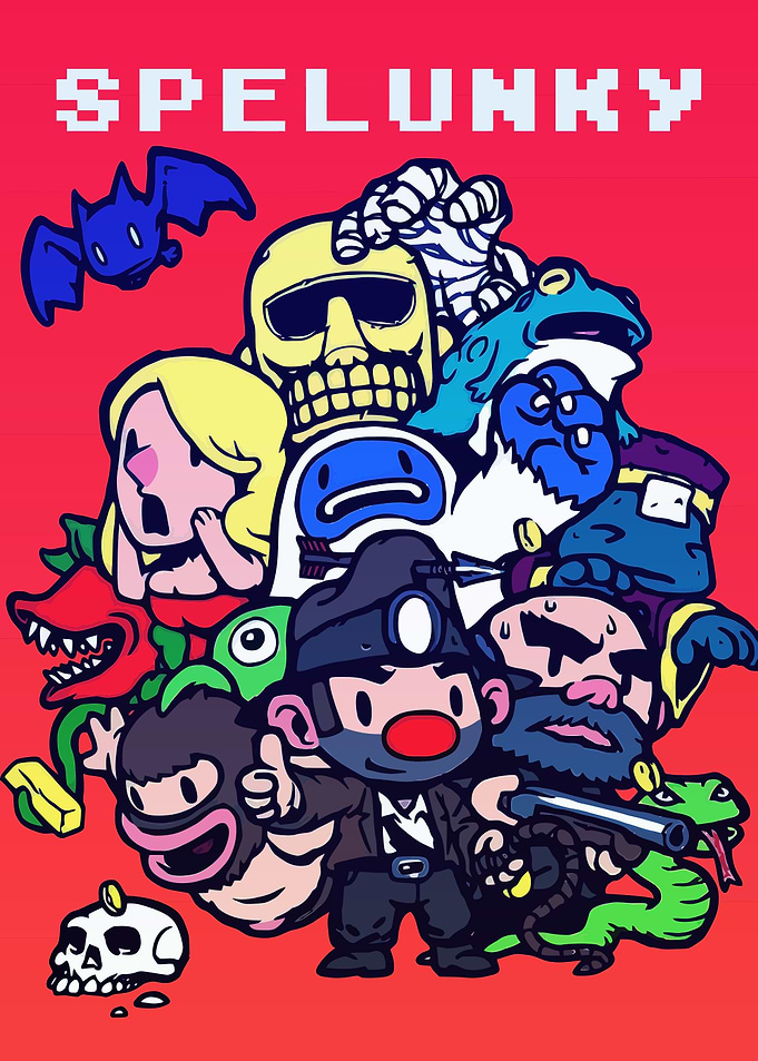 Spelunky Game Characters Poster