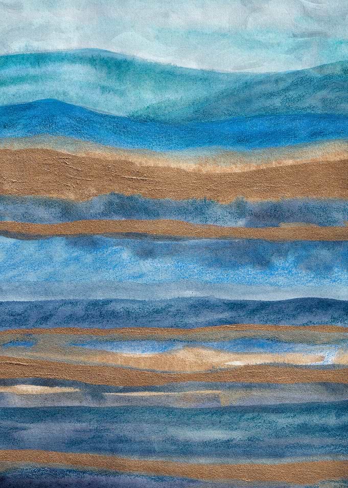 Abstract Watercolor Landscape Blue