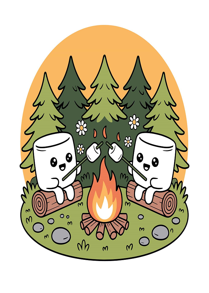 Cute Marshmallows Roasting Marshmallows