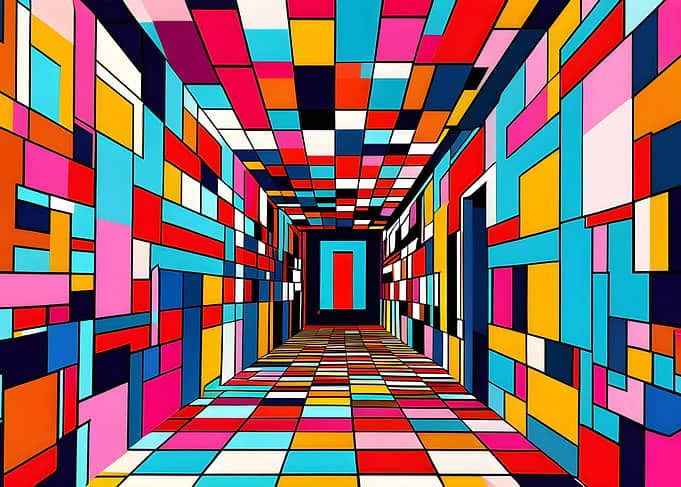 Colorful Geometric Hallway Art