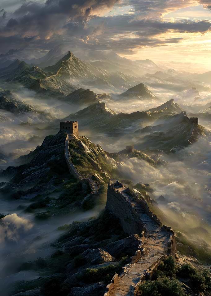 Great Wall of China in Fog