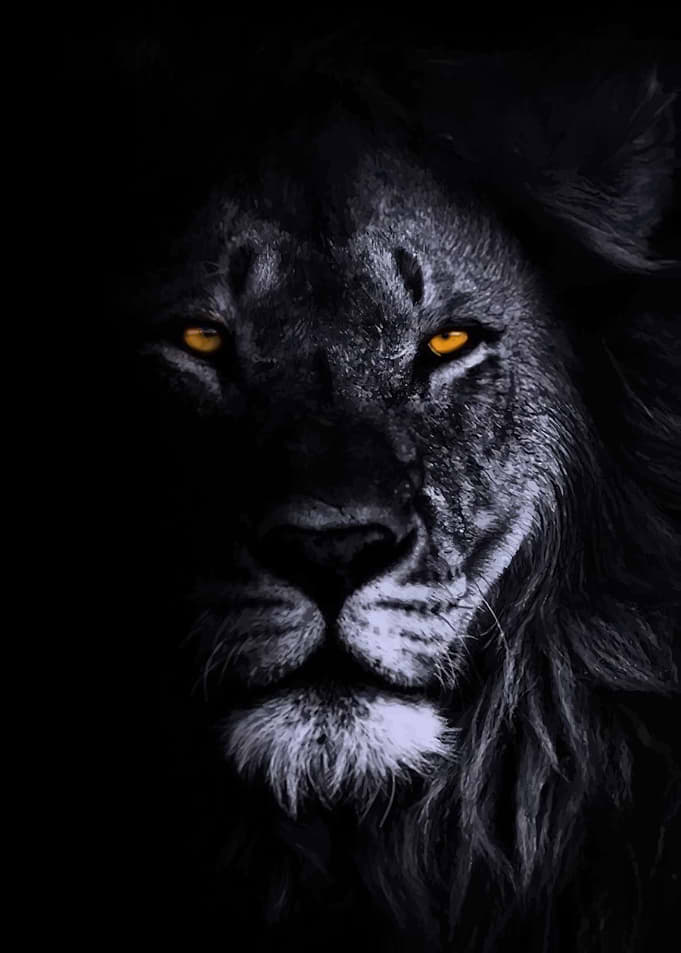 Dark Lion with Glowing Eyes