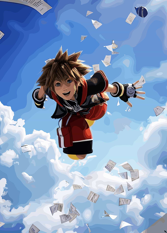 Sora flying through the sky