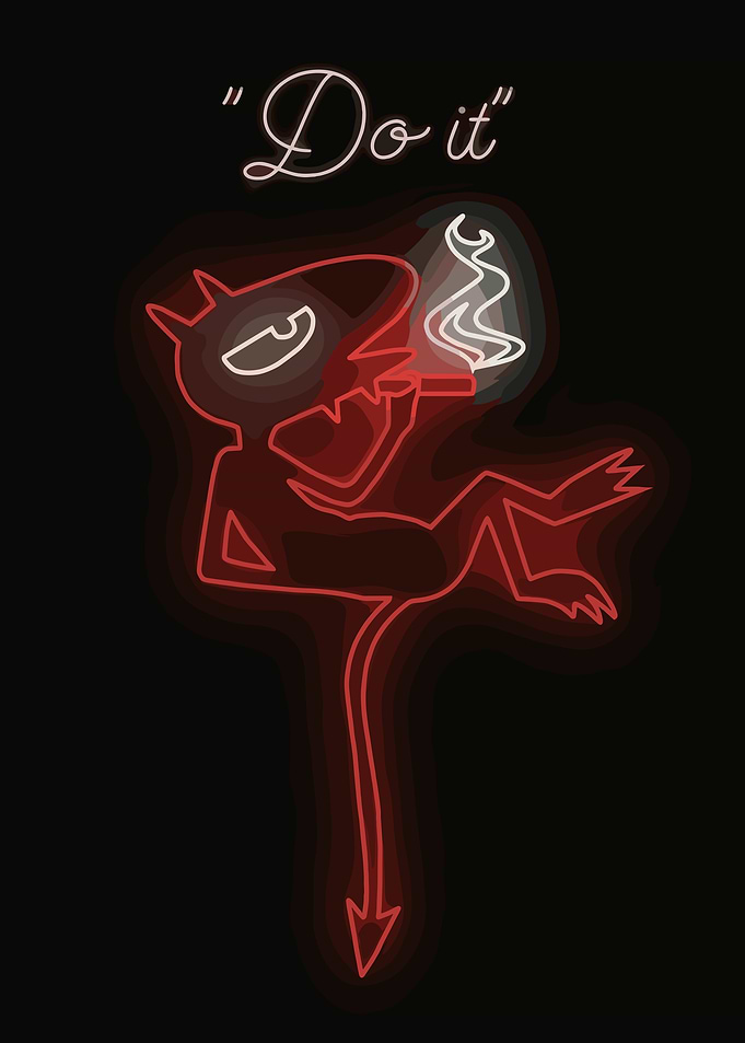 Devil smoking with 'Do it' text