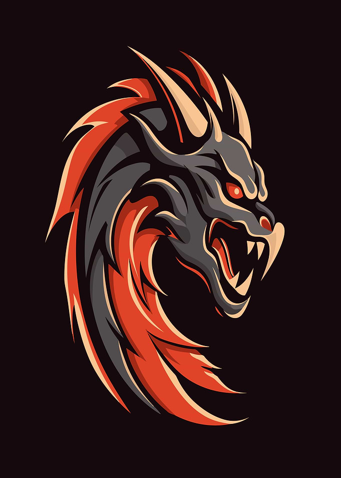 Fierce Dragon Head Illustration