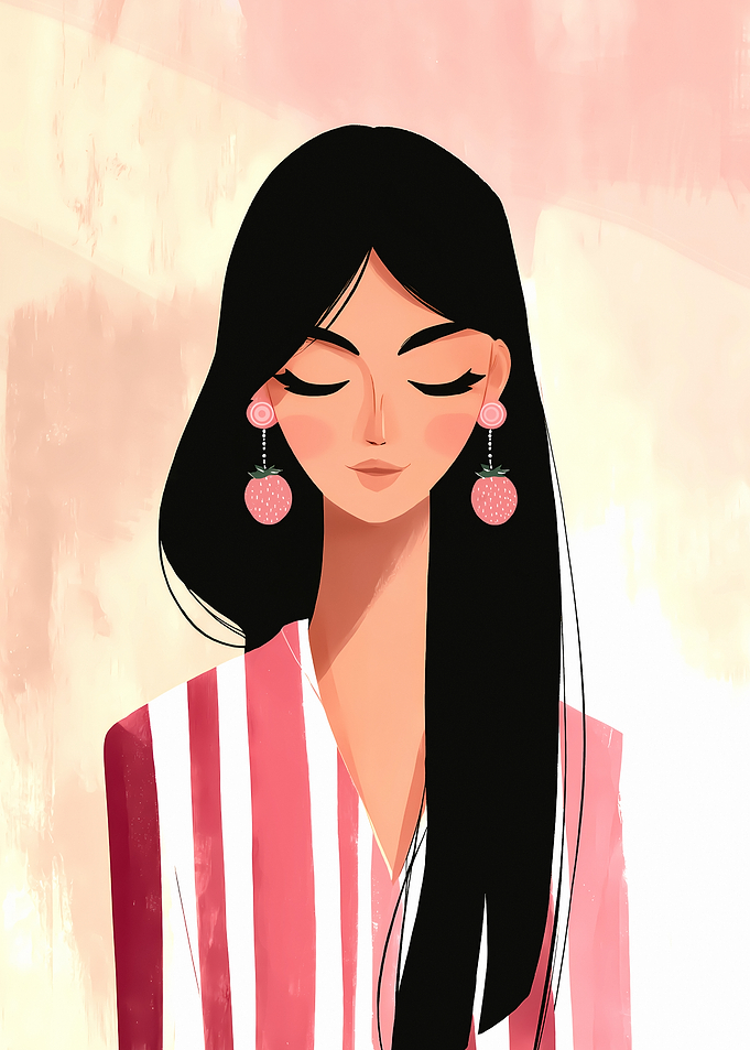 Woman with Strawberry Earrings