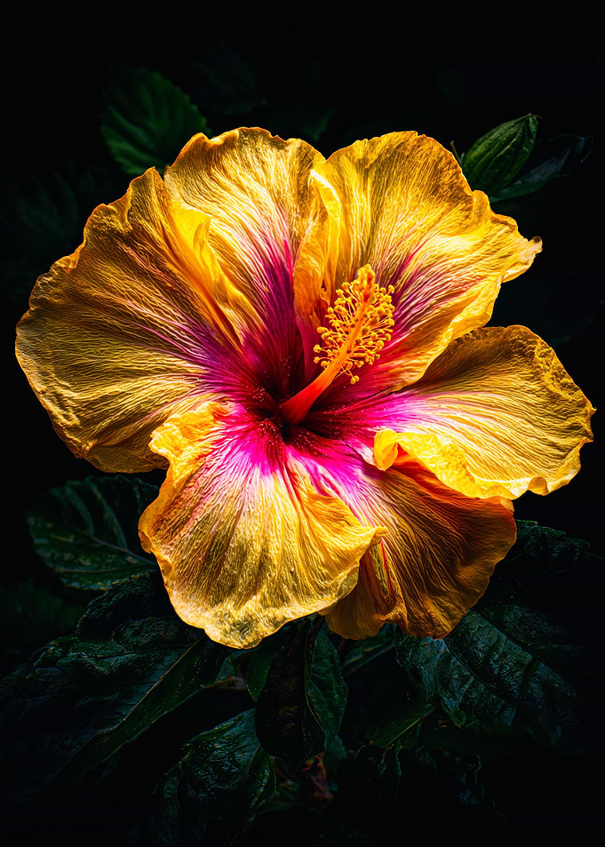 Vibrant Yellow Pink Hibiscus Flower