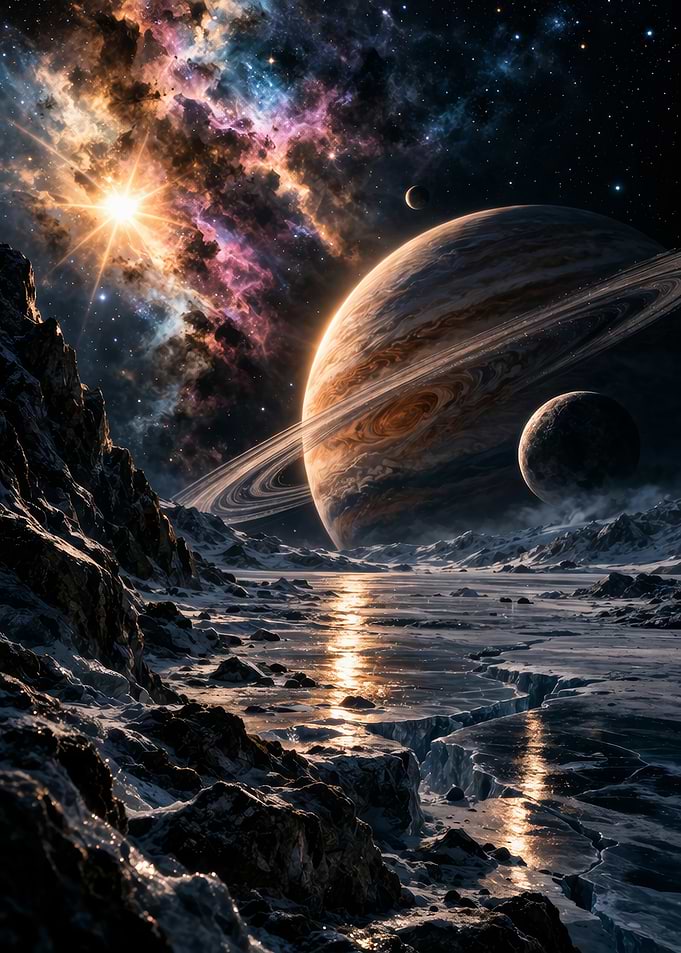 Planet Landscape with Gas Giant