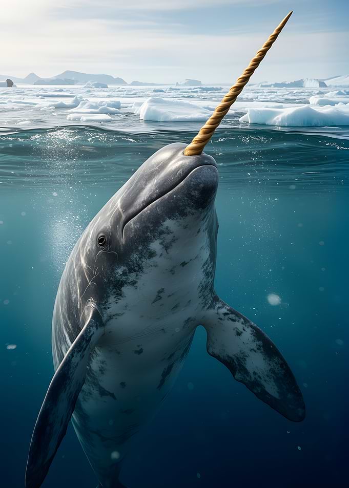 Narwhal with Tusk in Arctic Waters