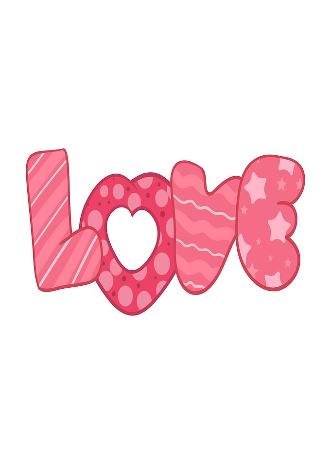 Pink LOVE text with heart