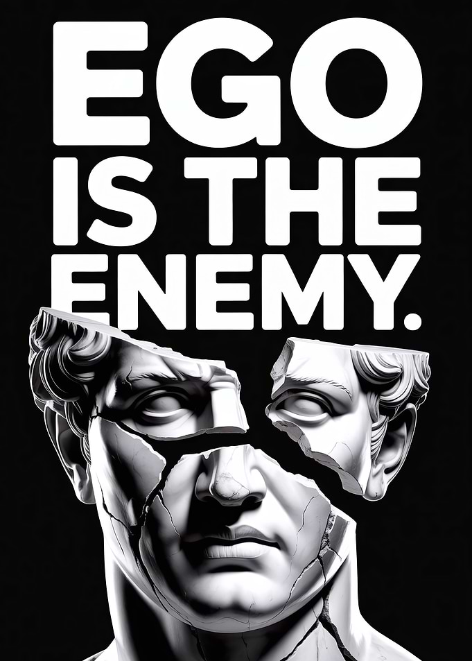 Ego is the Enemy Fractured Marble Statue