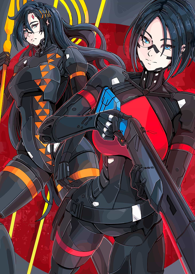 Two Sci-Fi Women with Weapons