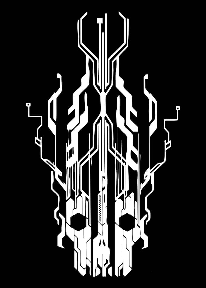 Cyberpunk Skull Circuit Board Design
