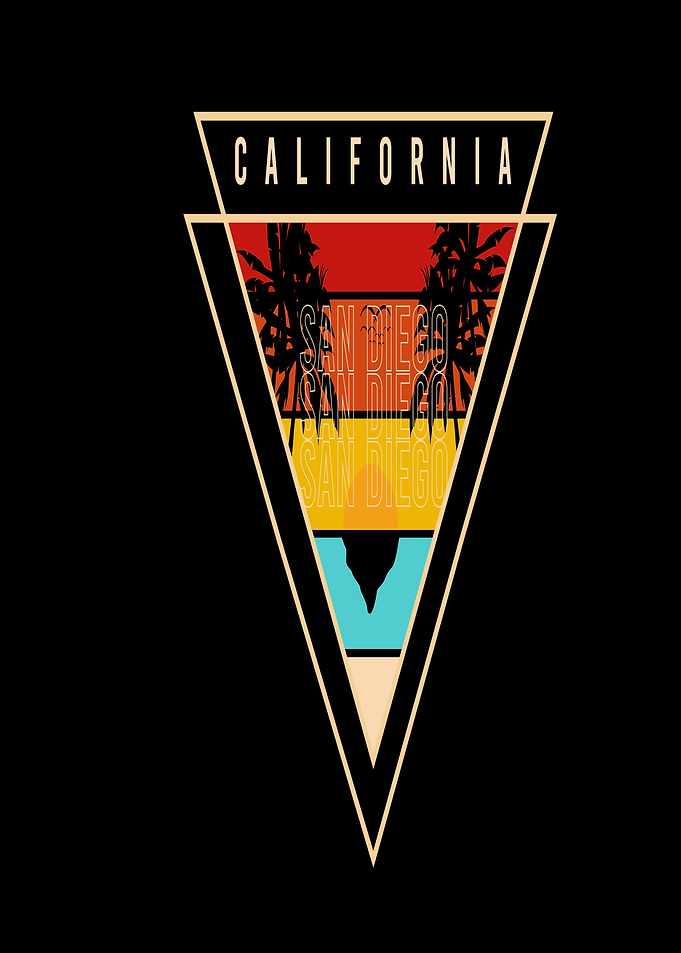 California San Diego Sunset Graphic