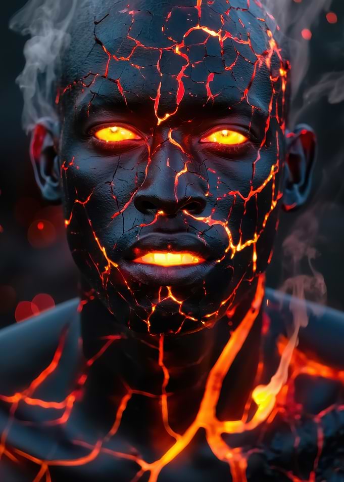 Fiery Man with Glowing Eyes
