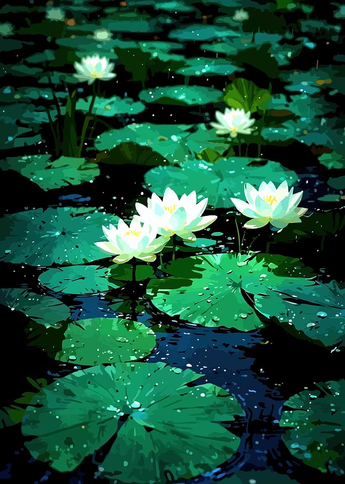 Water Lilies in a Pond