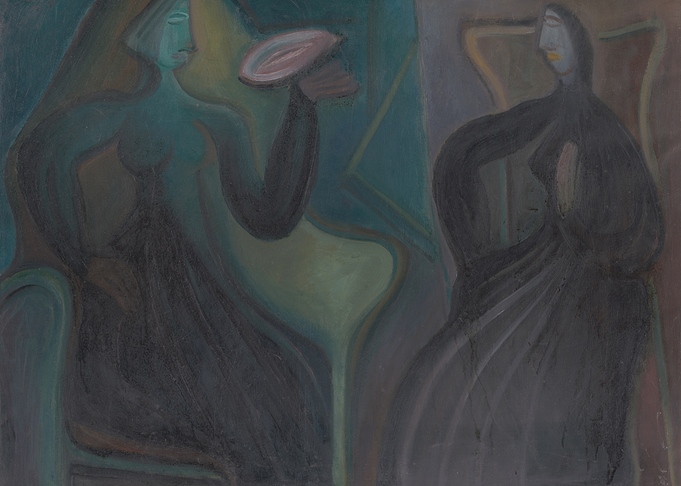 Two figures in dark robes
