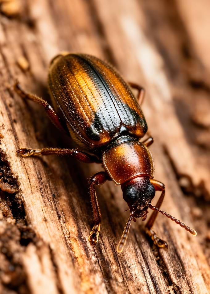 Close-up of a beetle on wood