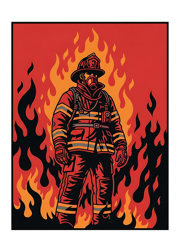 Into The Fire — Firefighter Art Poster