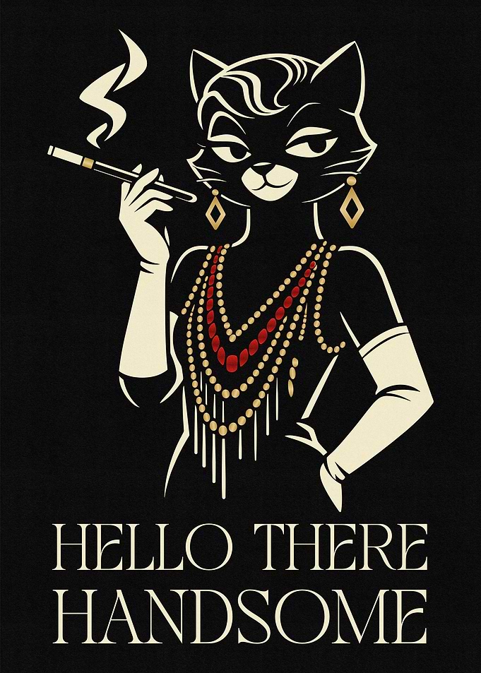 Glamorous Cat Lady Smoking