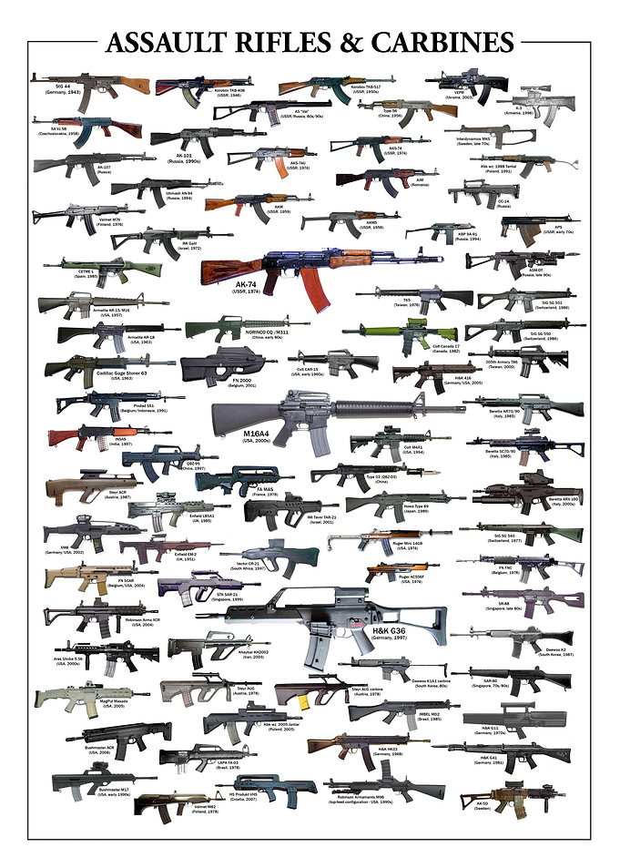 Assault Rifles and Carbines Poster