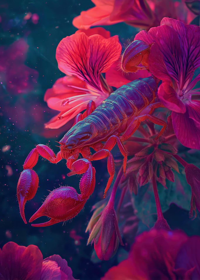 Scorpion Among Vibrant Flowers