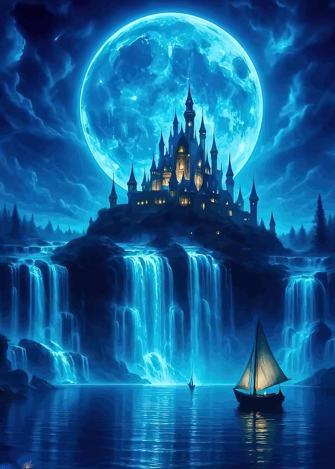 Enchanted Castle Under a Blue Moon