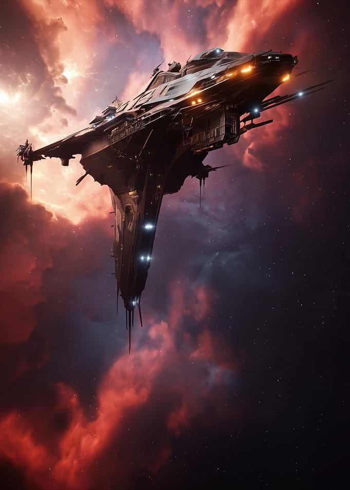 Massive Spaceship in Nebula