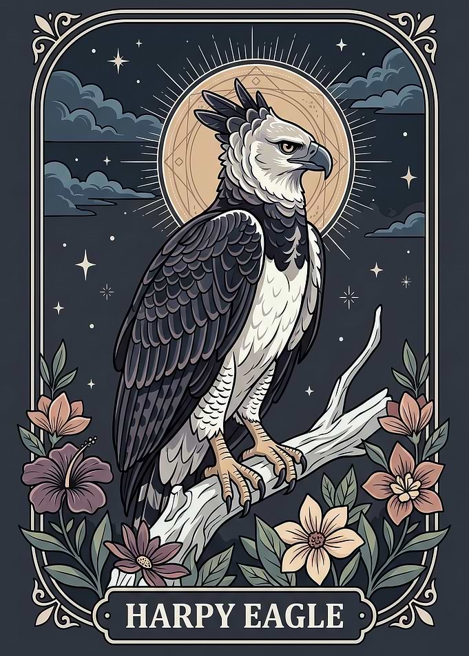 Harpy Eagle in Floral Setting