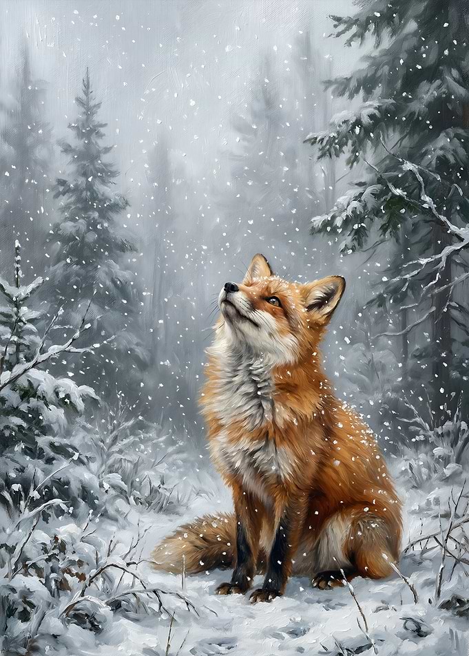 Fox in a Snowy Forest