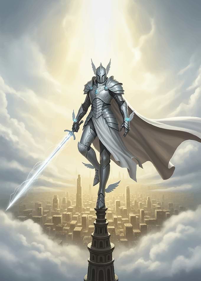 Angel Knight Overlooking City