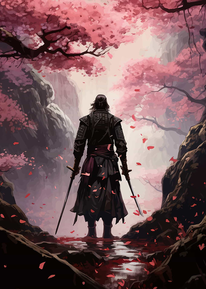 Samurai Under Cherry Blossoms