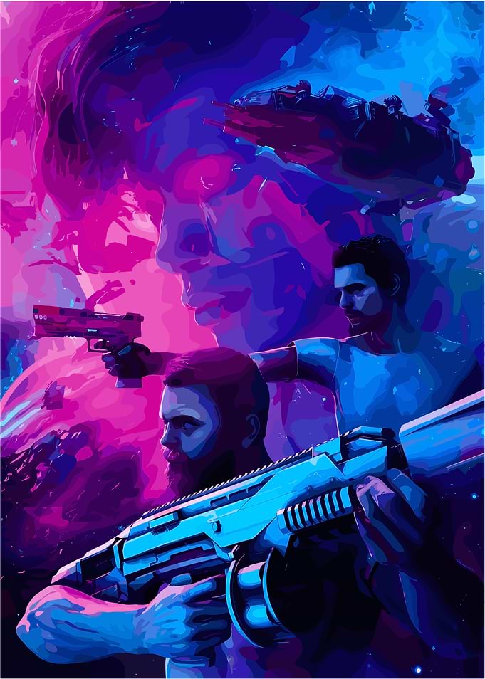 Neon Space Soldiers and Heavy Weapons