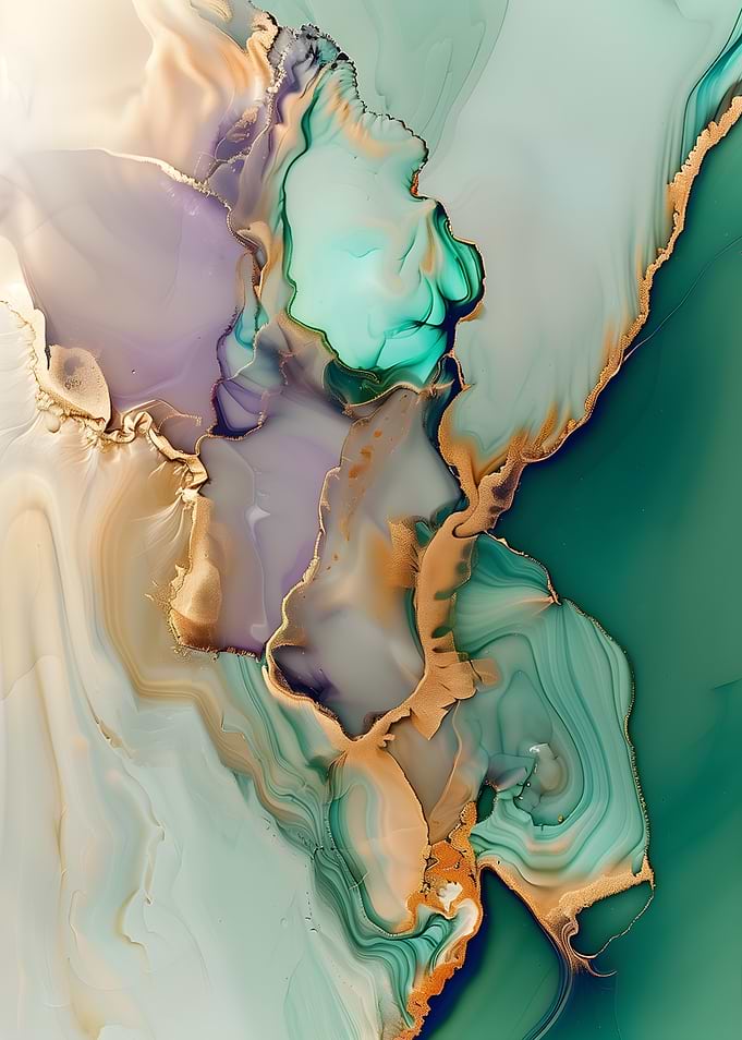 Abstract Fluid Art with Gold Accents