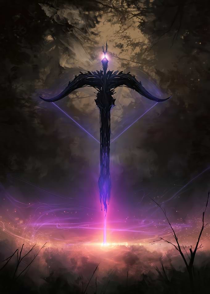 Dark Fantasy Crossbow with Purple Energy