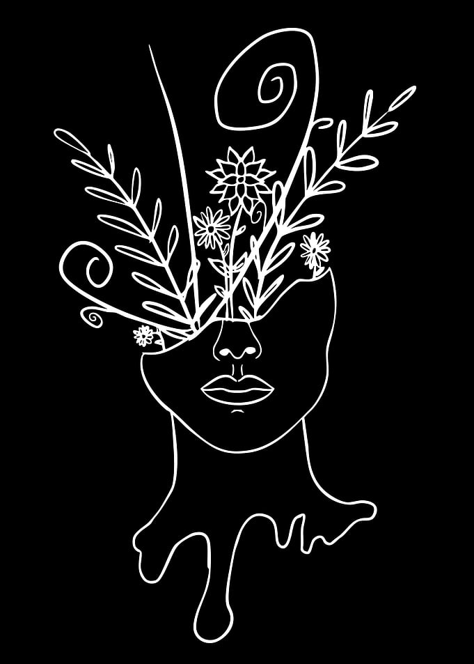 Abstract Floral Face Drip Art