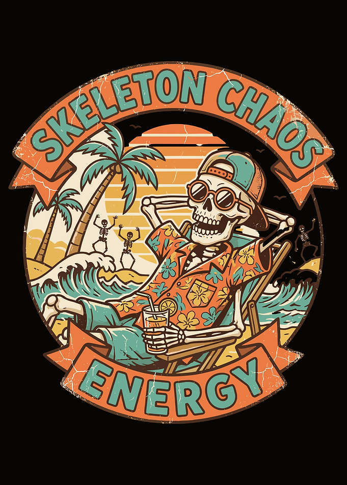 Skeleton Relaxing on Beach