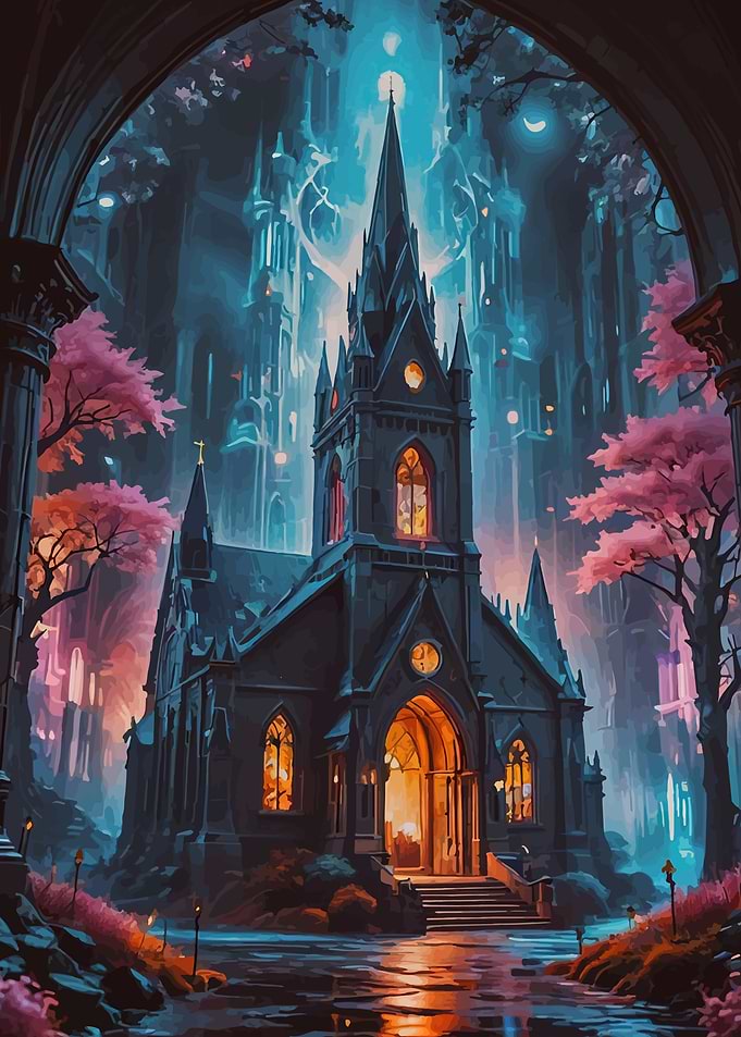 Gothic Church in Enchanted Forest