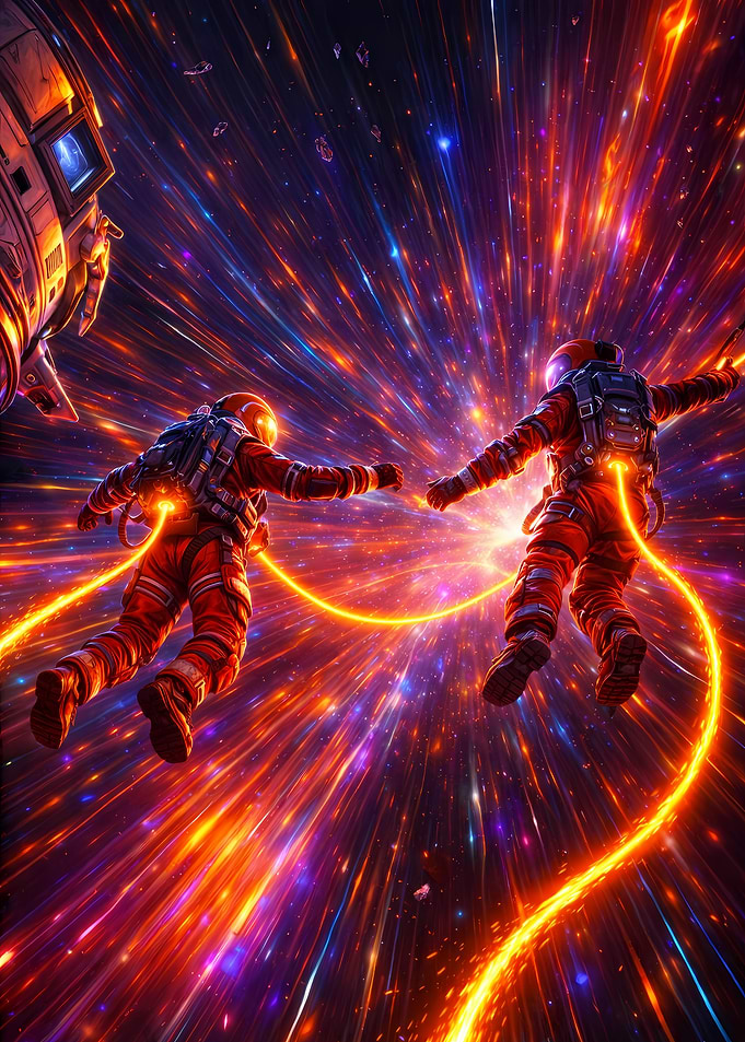 Astronauts in a Cosmic Nebula