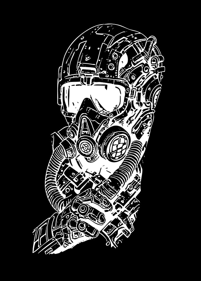 Cyberpunk Gas Mask and Helmet