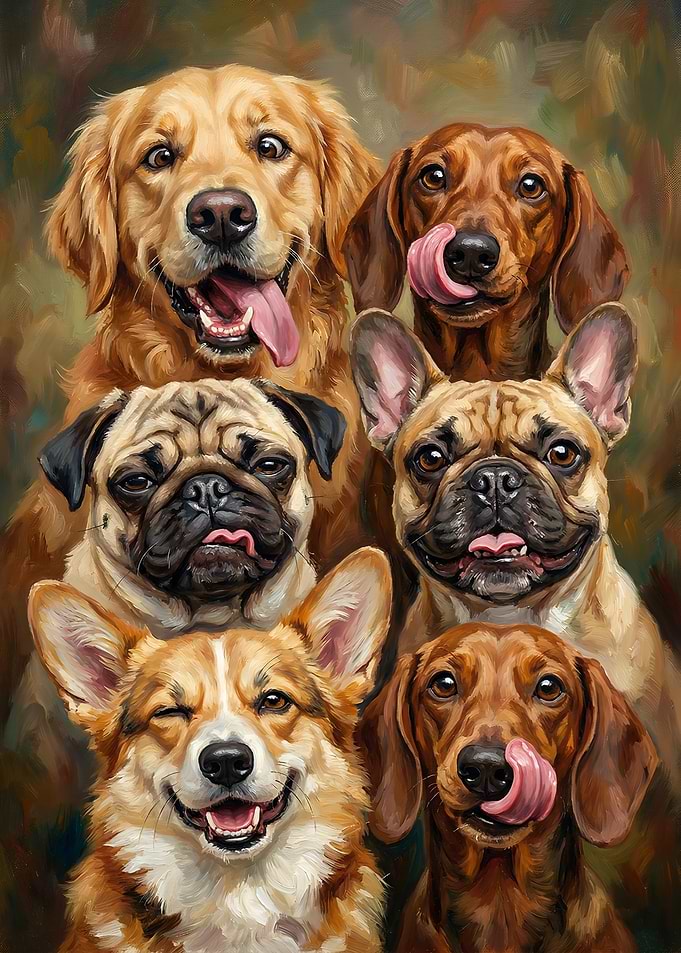Group Portrait of Adorable Dogs